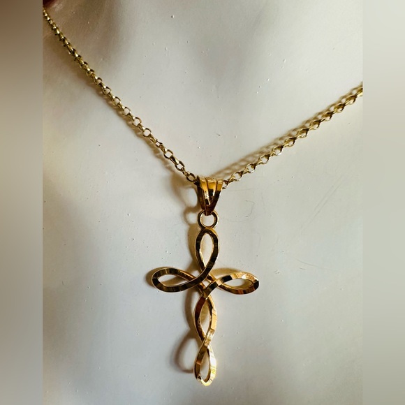 Cross Religious Pendant  💛 Real 18(18k) Karat Solid Gold Jewelry - Picture 6 of 10